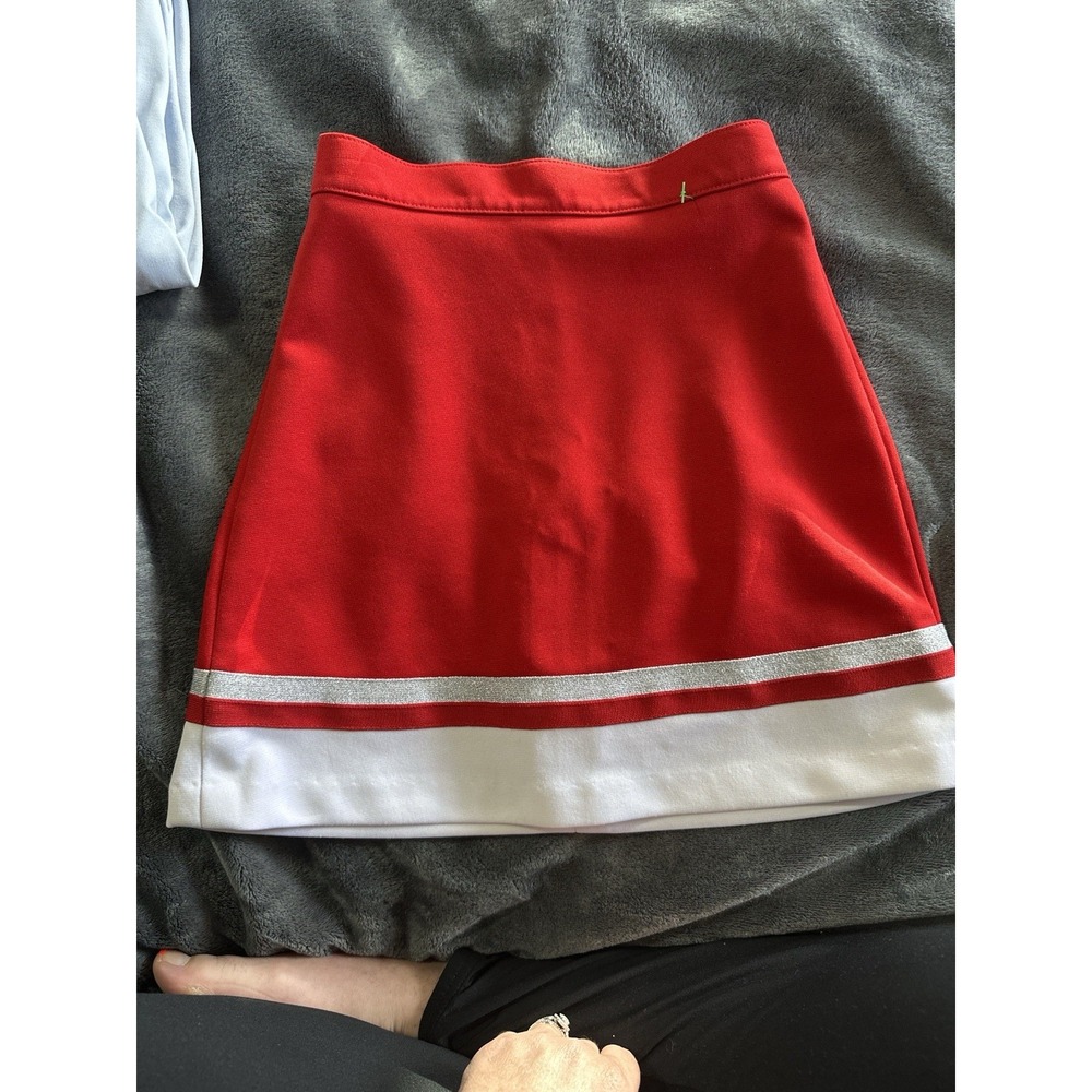 Varsity Spirit Red White Silver Cheerleading Uniform Cheer Dance‎ Skirt Youth 13